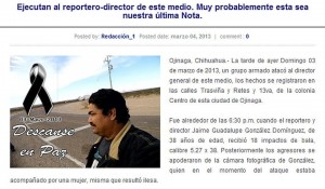 El portal que dirigía el periodista asesinado avisó que "muy probablemente" deje de editarse. (Click sobre la imagen para ampliar)