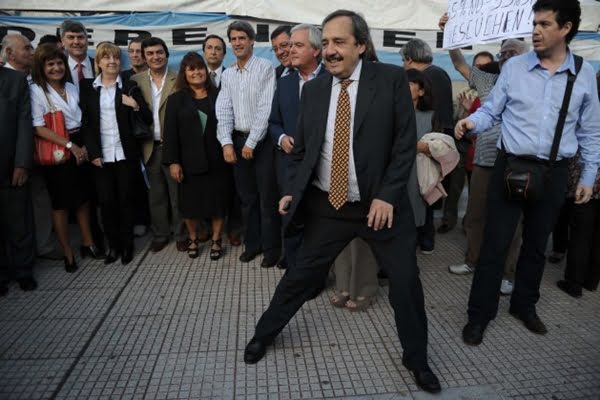 La oposición durante la presentación mediática de la carpa contra la reforma judicial. Foto: Télam