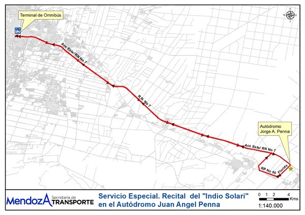 Croquis del recorrido del servicio especial difundido por Transporte.