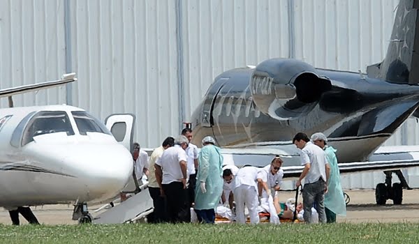 Gioja fue llevado a Buenos Aires en el avión sanitario de la Gobernación de San Juan. Foto: Télam