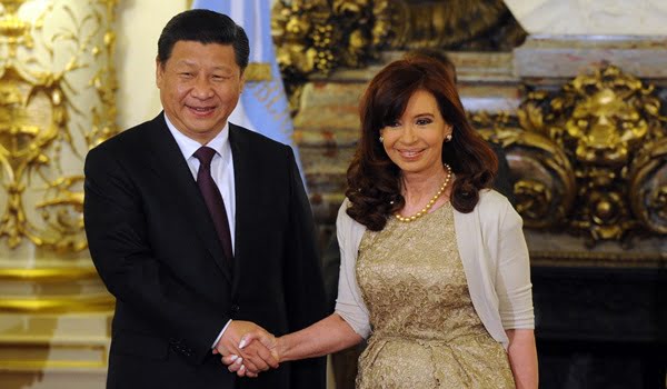Cristina Fernández con Xi Jinping en la Casa Rosada.