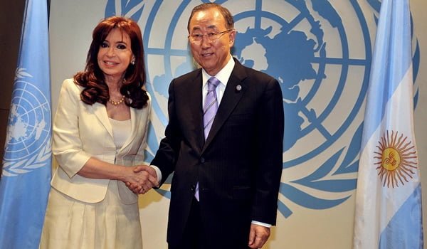 Cristina Fernández y Ban Ki-moon se reunieron en la sede se la ONU en Nueva York. Foto: Télam