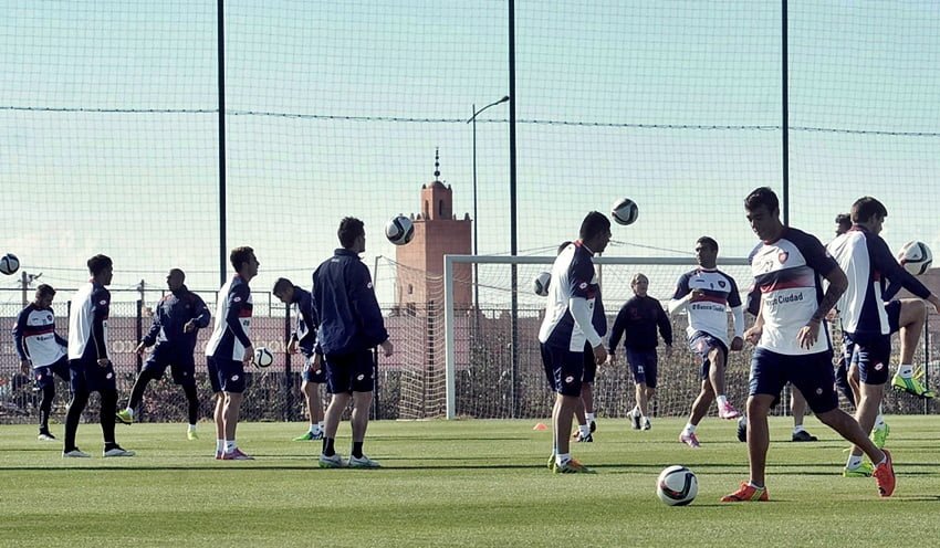 San Lorenzo en Marruecos en uno de los últimos entrenamientos antes de enfrentar al Madrid por la final del Mundial de Clubes. Foto: Télam