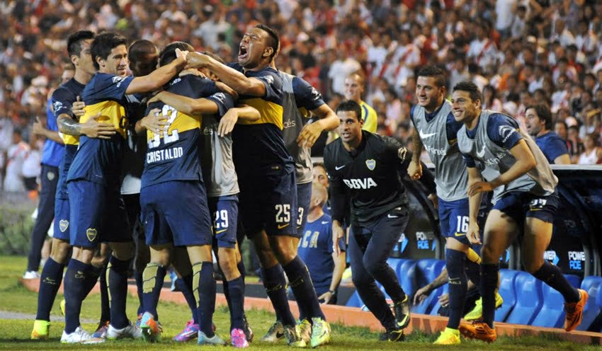 Boca celebró un festival de goles contra River en Mendoza. Foto: Cancha Llena