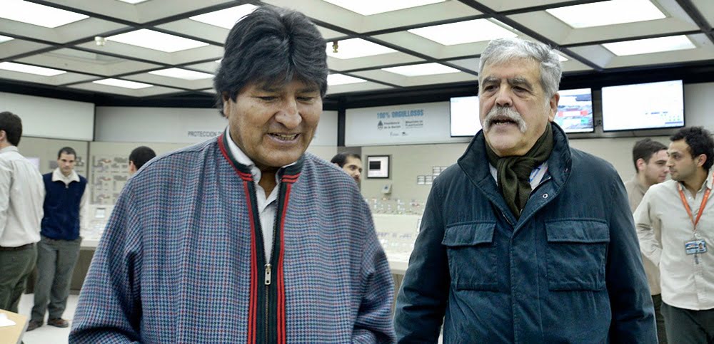 Evo Morales visitó la central nuclear Atucha II junto al ministro Julio De Vido. Foto: Télam.