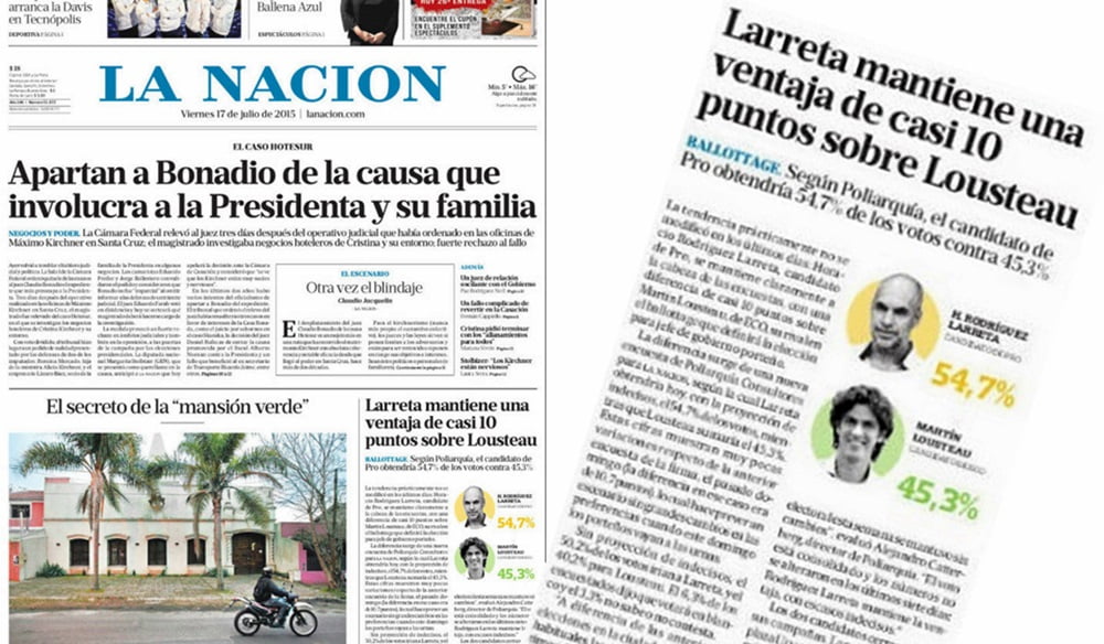 Tapa del diario La Nación del viernes 17 de julio. 