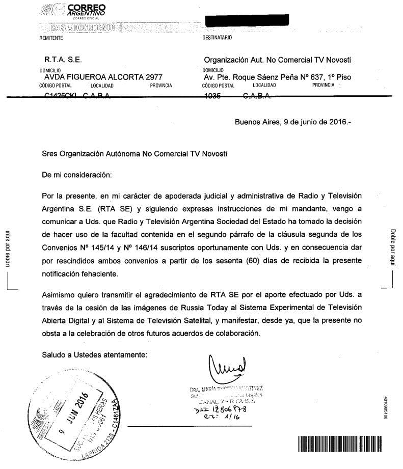 Comunicación oficial.