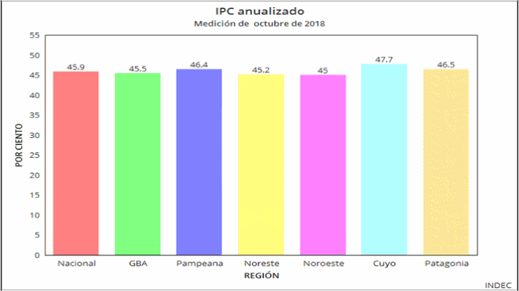 La inflación anualizada llegó al 45,9 con los datos de la medición de octubre