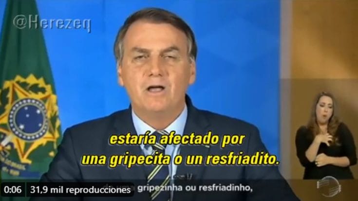 Según Bolsonaro, el coronavirus es «una gripecita, a lo sumo un resfriadito»