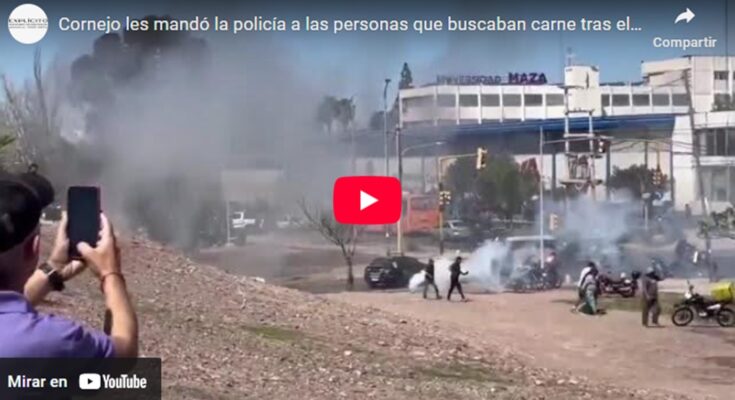 Cornejo les mandó la policía a las personas que buscaban un trozo de carne tras el vuelco de un camión en el Acceso Este